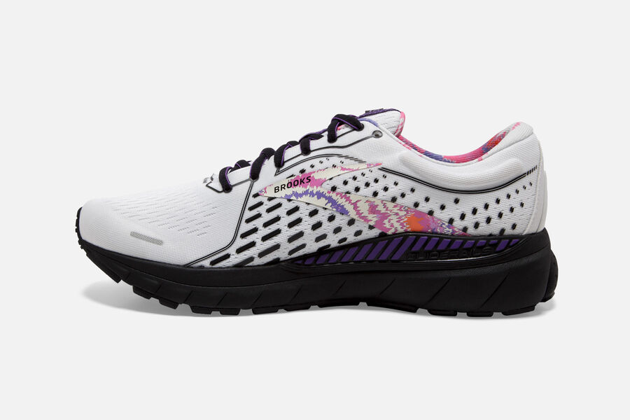 Brooks Adrenaline GTS 21 Road Running Shoes Mens - White/Black/Purple - ZJXCS-2631